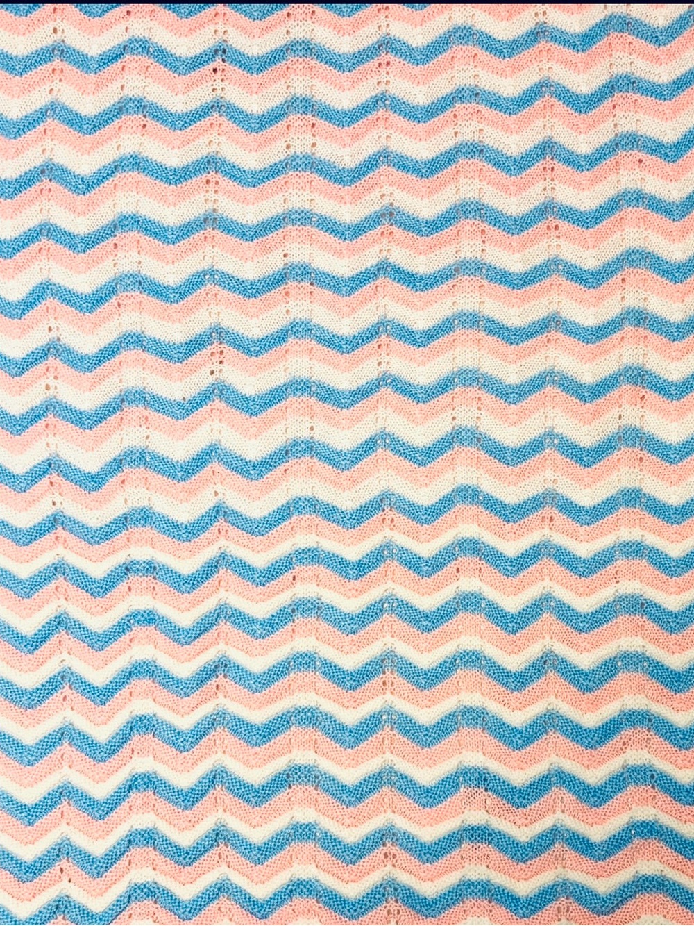 Vintage Baby Blanket Chevron Handmade Knit/Crocheted